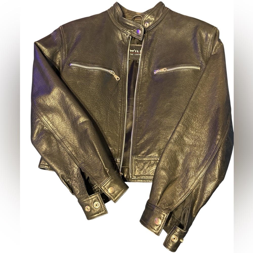 Vintage Wilsons The Leather Experts Black Leather Womens Motorcycle Jacket Small